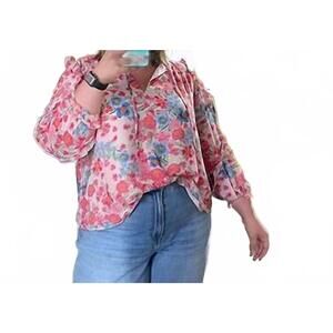 NEW CURVE MARKET macaron floral blouse in pastel multi